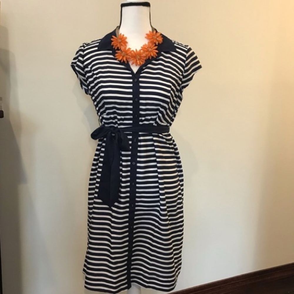 Motherhood Maternity Navy Stripe Dress Sz S